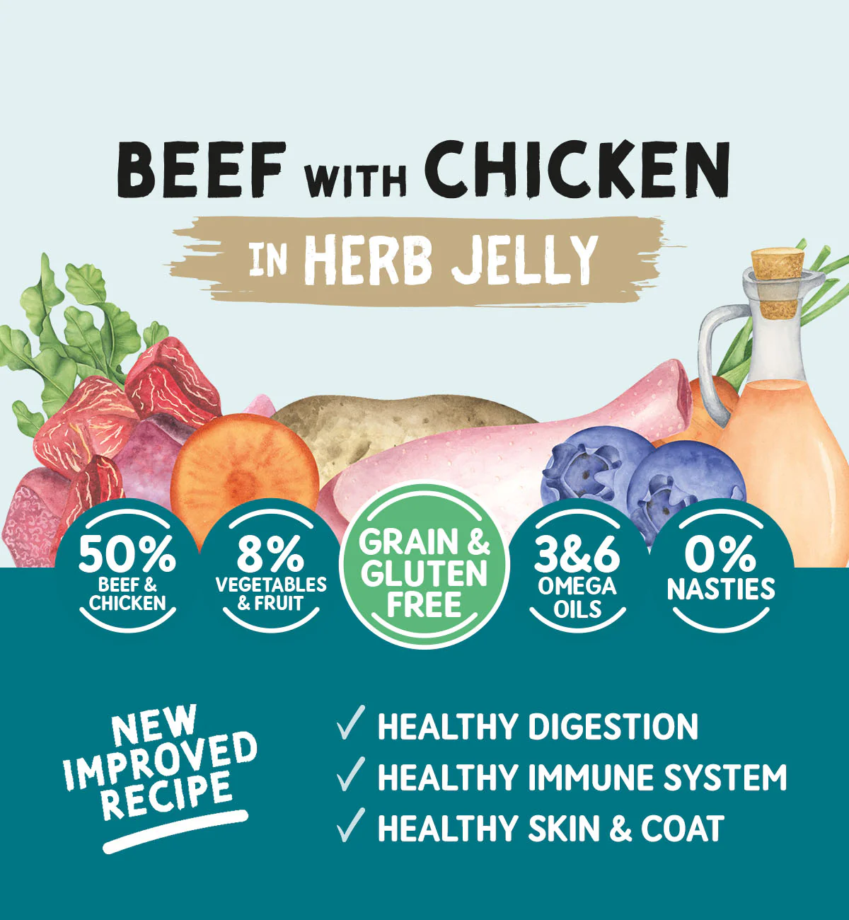 Adult Dog Beef with Chicken in a Herb Jelly - Grain & Gluten Free Dog Food | 390g Cans x 12 - Image 3