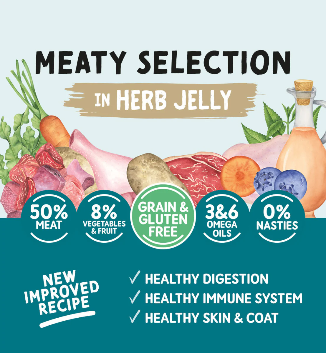 Adult Dog Meaty Selection in Herb Jelly - Grain & Gluten Free Dog Food | 390g Cans x 12 - Image 3