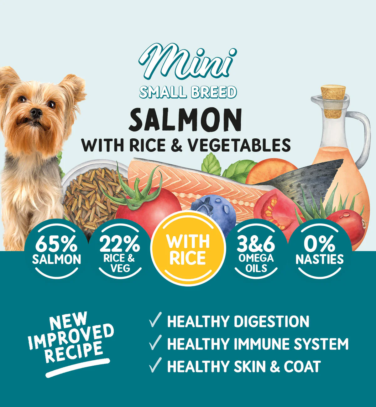 Adult Mini Dog Salmon with Rice and Vegetables - Wet Dog Food | 150g Pouches x 8 - Image 3