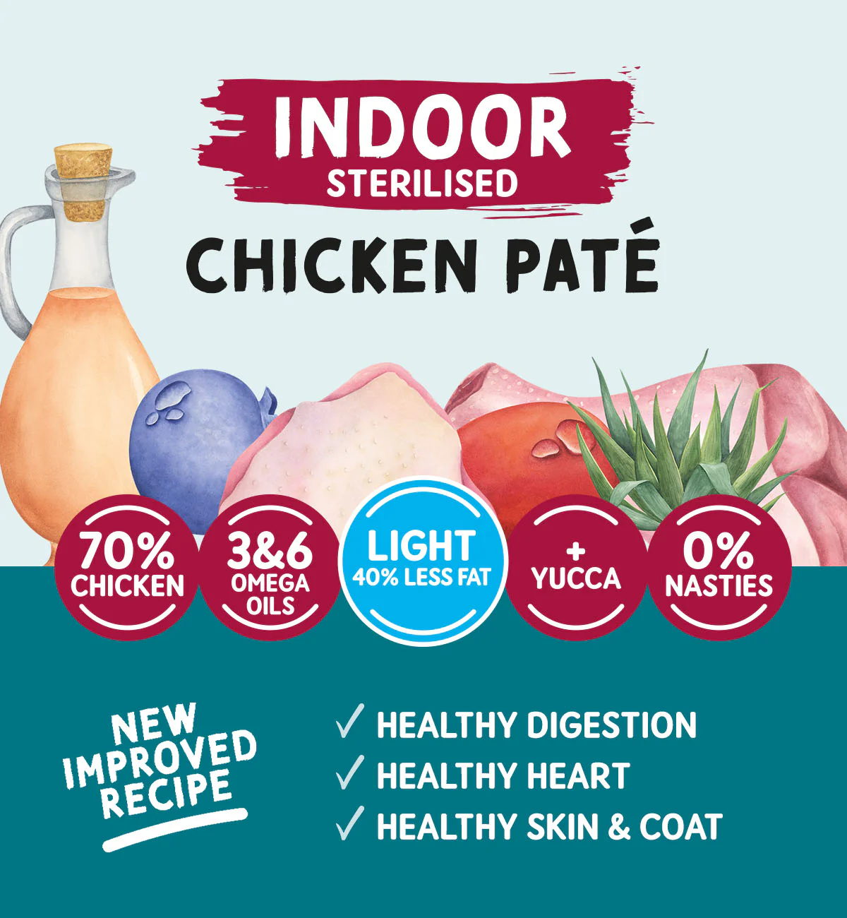 Adult Cat Indoor Sterilised Light Chicken Pate - Grain Free Cat Food | 85g Pouches x 12 - Image 3