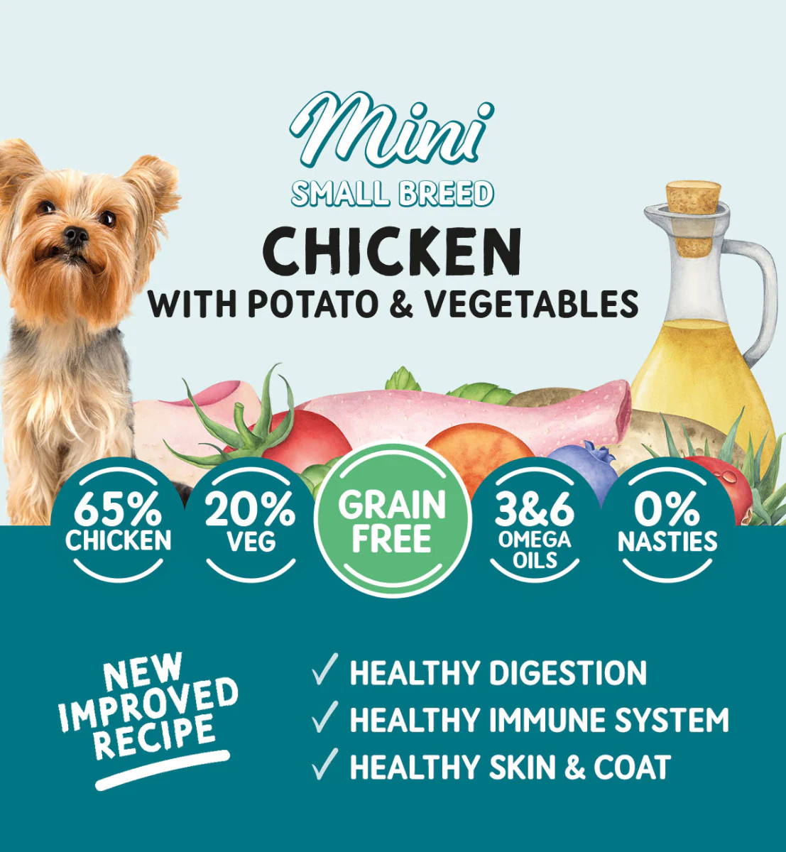 Adult Mini Dog Chicken with Potato and Vegetables  - Grain Free Dog Food | 150g Pouches x 8 - Image 3