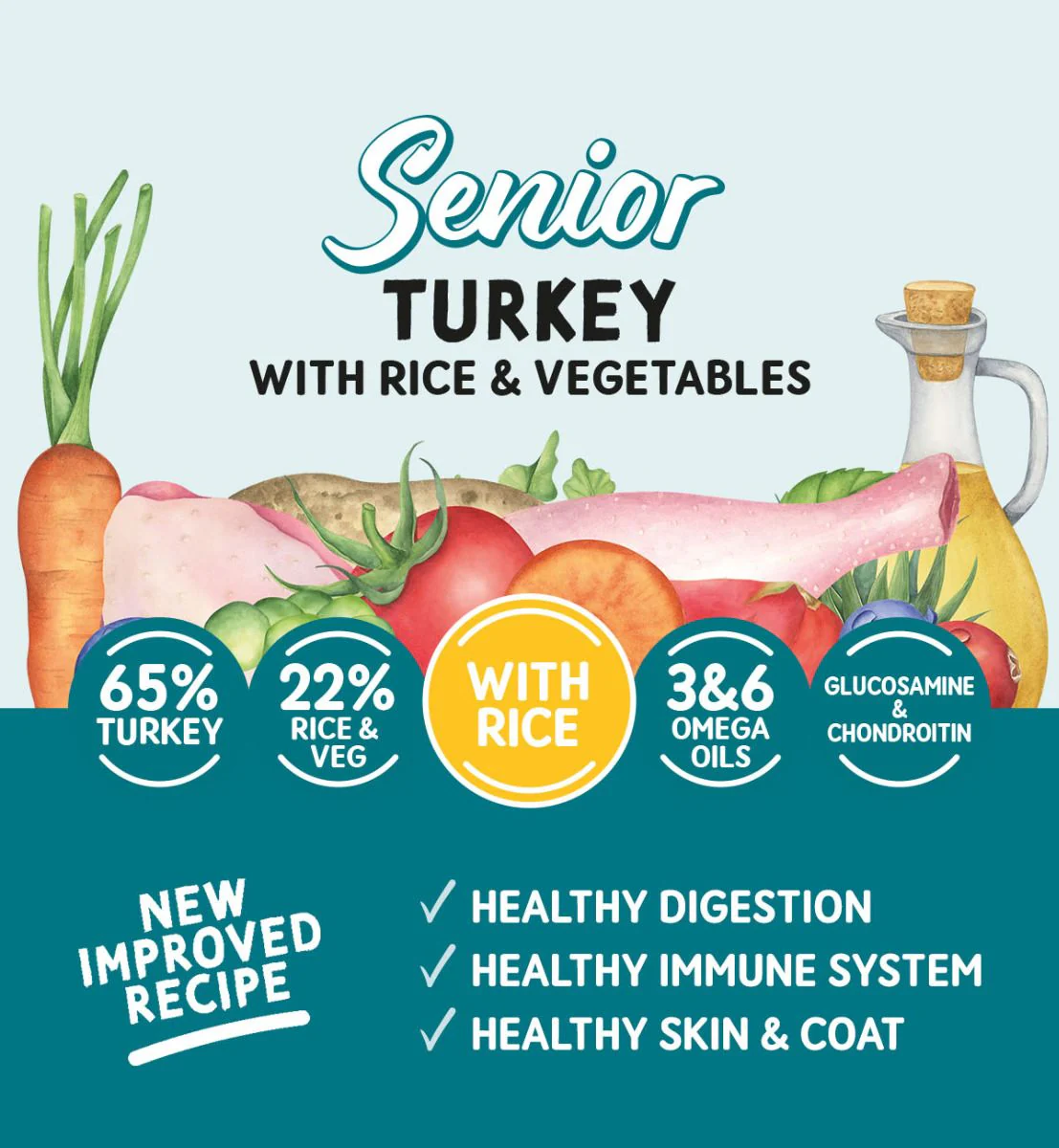 Senior Dog Turkey & Rice with Vegetables - Wet Dog Food | 150g Pouches x 8 - Image 3