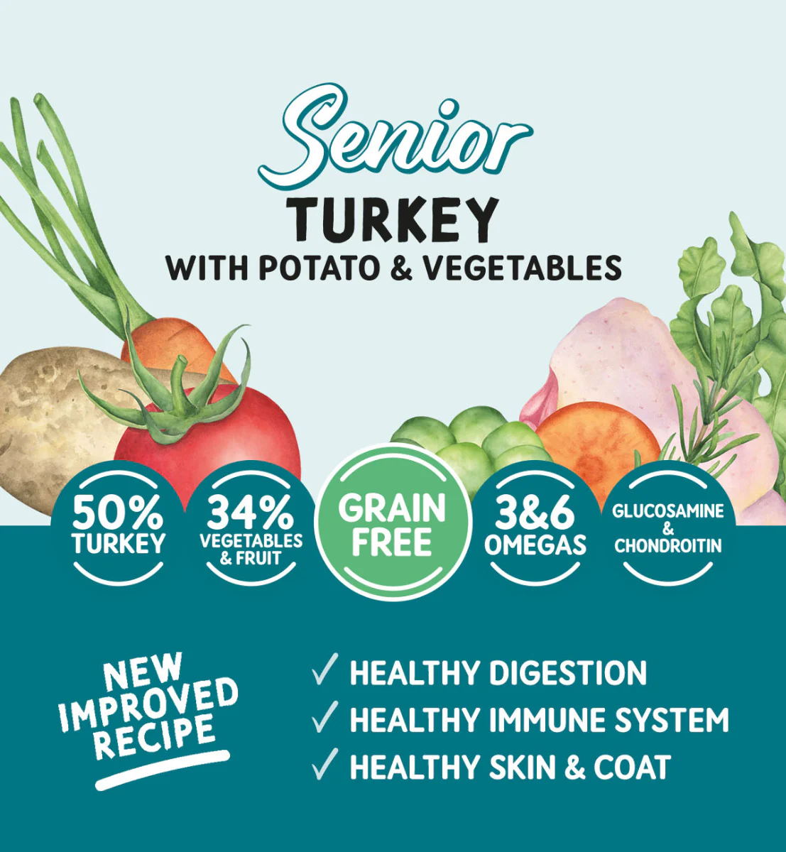 Senior Dog Turkey & Potatoes with Vegetables - Grain Free Dog Food | 2kg Dry Food - Image 3